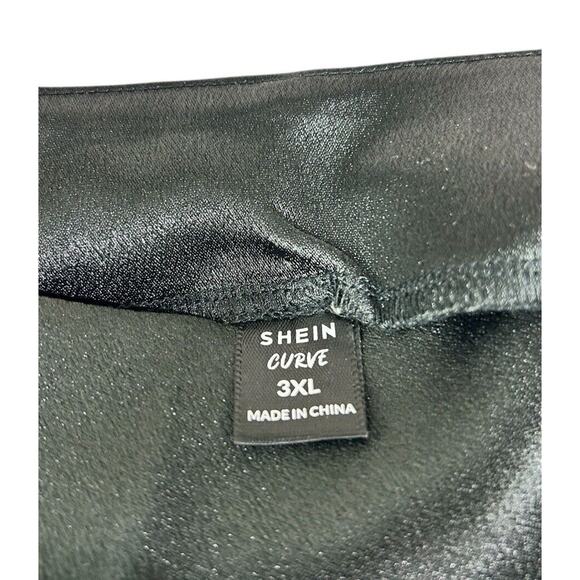 Shien Curve Long Black Silky Skirt Sz 3XL Flowy Side Seam Zipper Plus Size - Picture 3 of 10